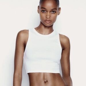 Zara White Cropped Tank